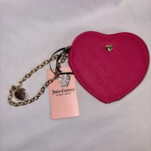 Juicy Couture Not Your Babe Heart Zip Around Wallet Wristlet Pink Flash NEW